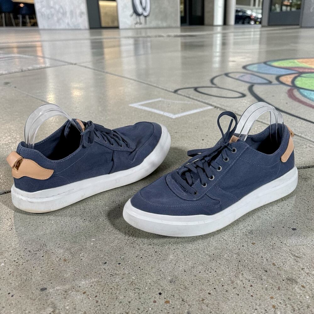 Cole Haan Men's 11.5 Indigo Blue GrandPro Pro Canvas Court Sneakers Shoes